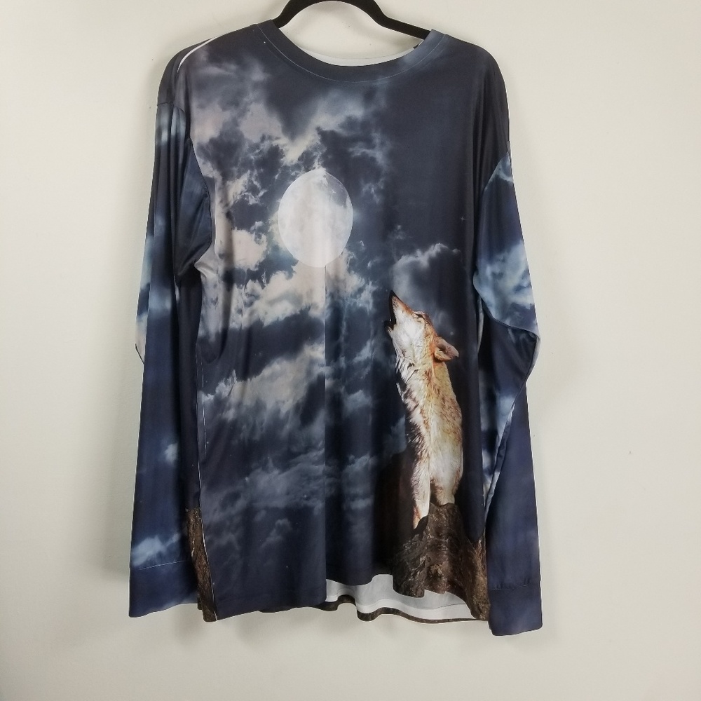 Get a life longsleeve top XL howling wolf and moon